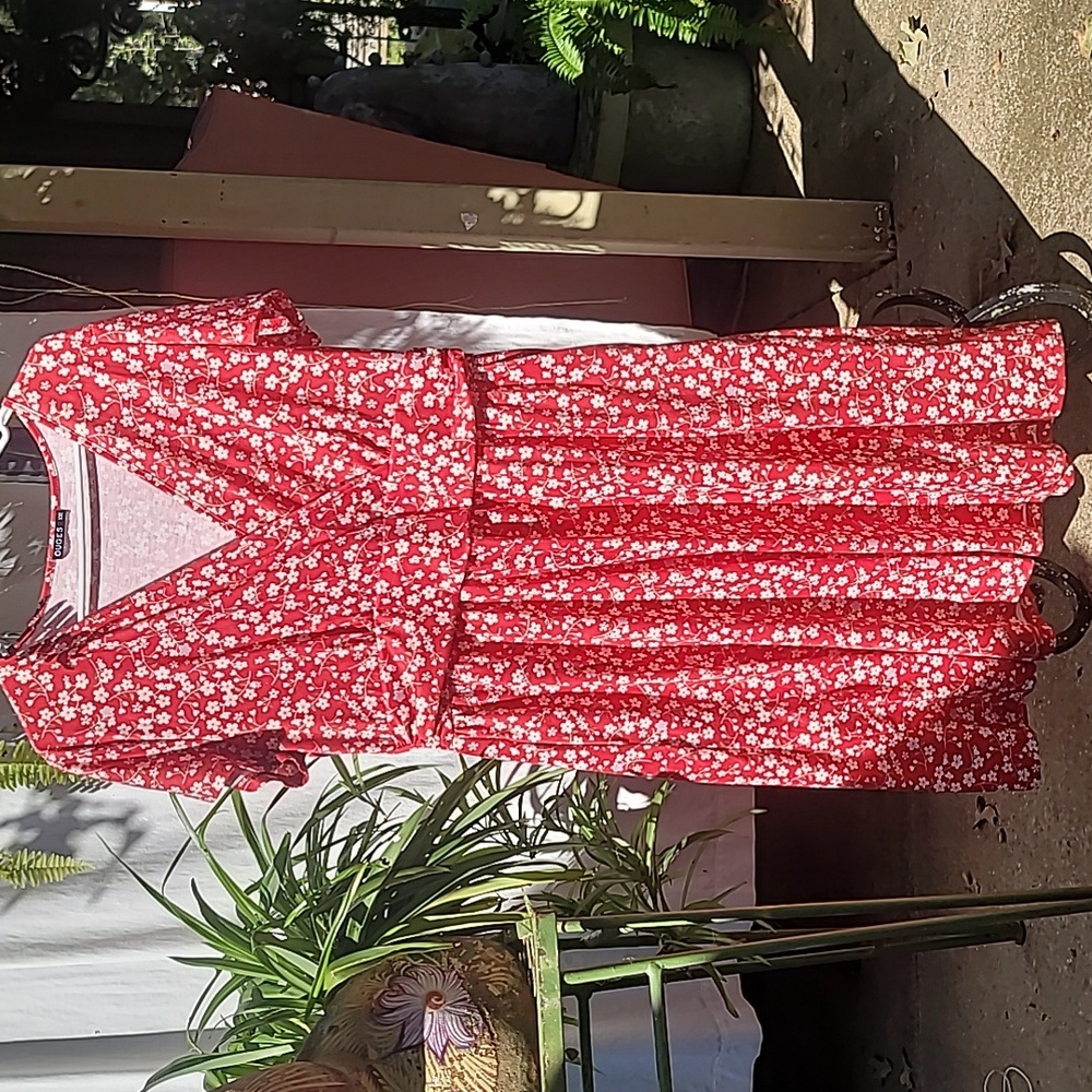 Ouges Red Floral Dress Xxl - image 1